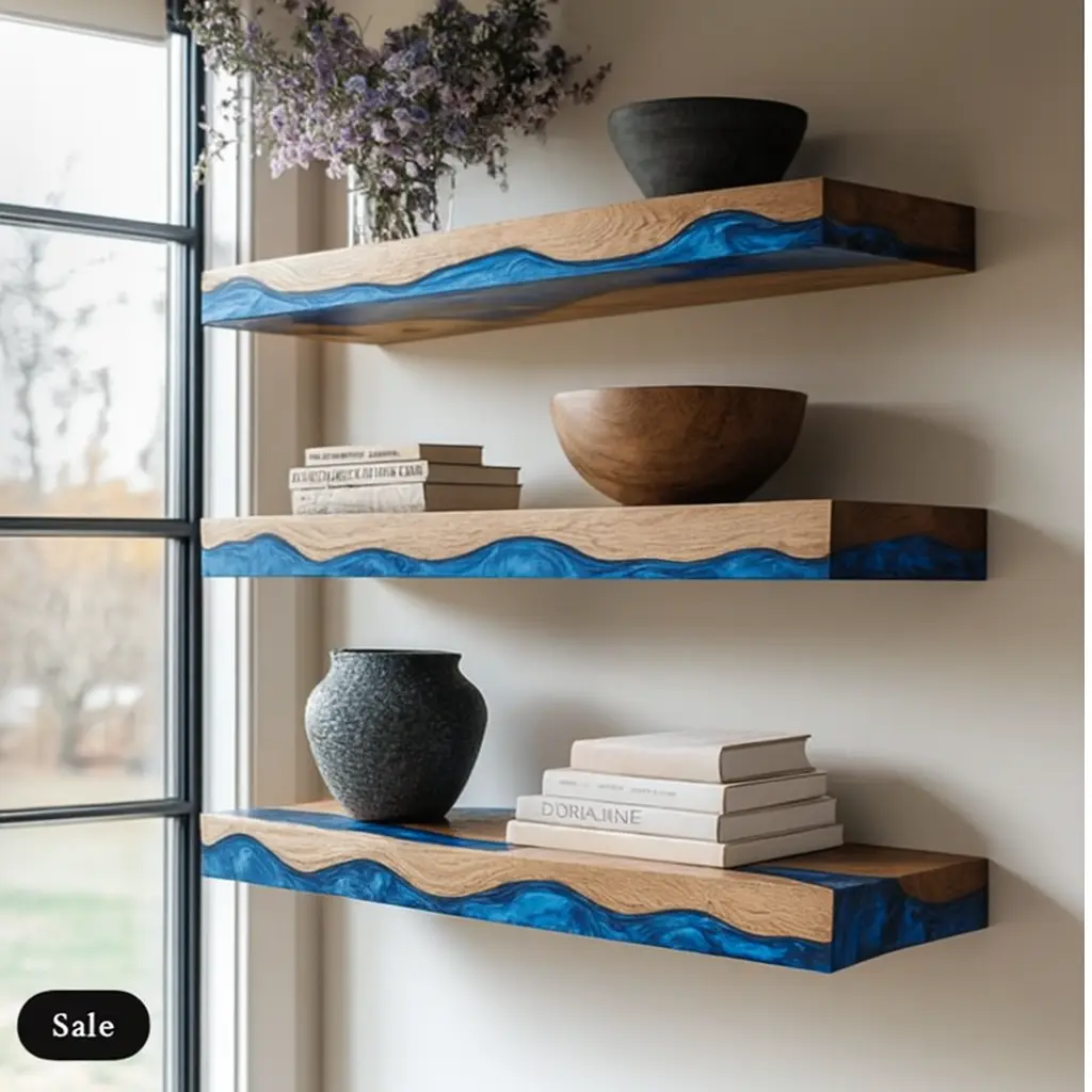 Cobalt Floating Shelves